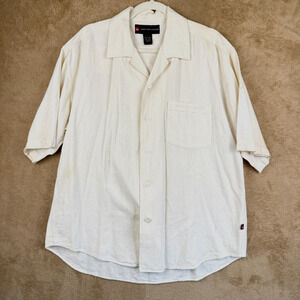 Y2K‎ Damani DADA Linen Shirt Men L White Short Sleeve Button Up Lightweight 90s